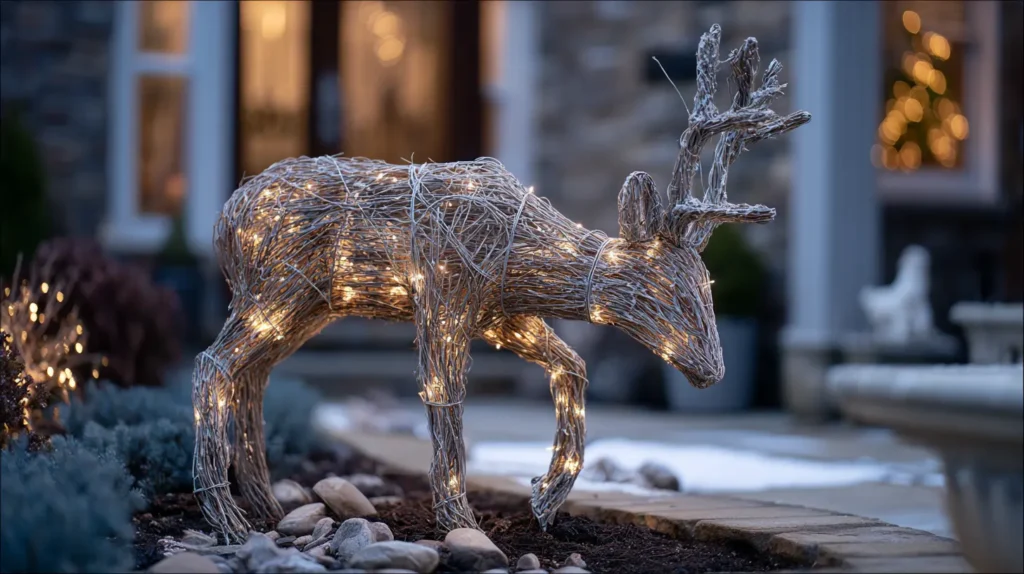 A Majestic, Grazing Reindeer Figure