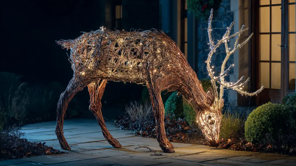 A Majestic, Grazing Reindeer Figure