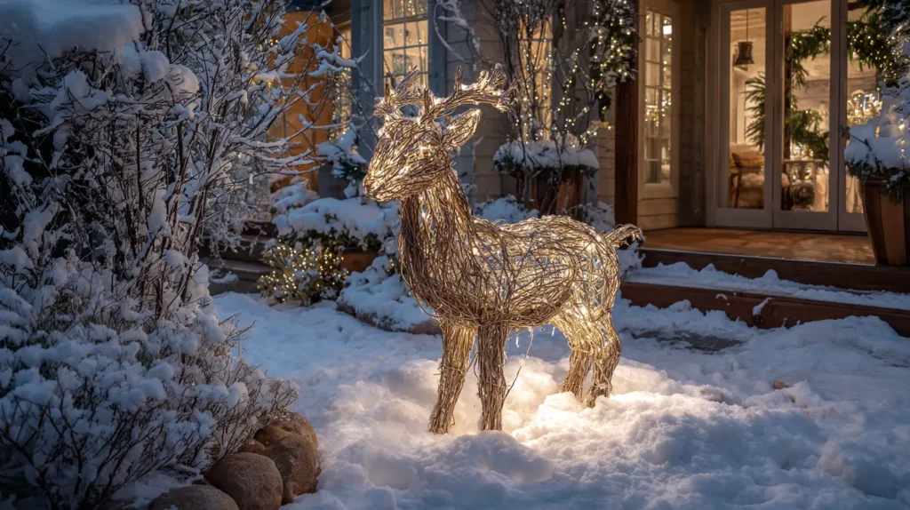 A Majestic, Grazing Reindeer Figure