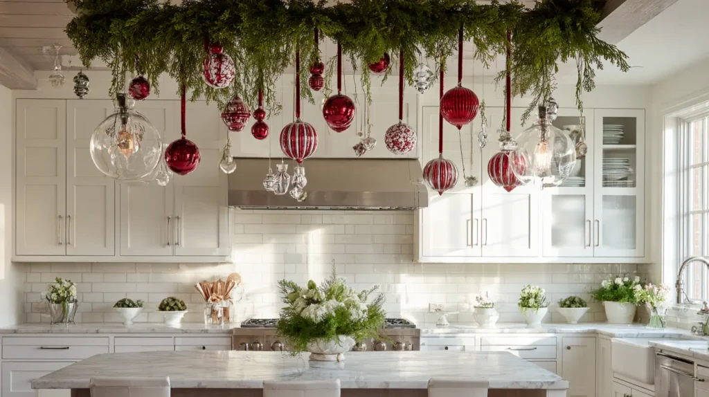 Adorning Light Fixtures with Greenery and Ornaments