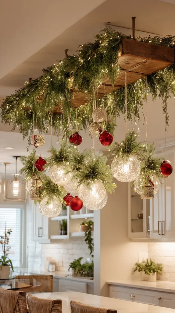 Adorning Light Fixtures with Greenery and Ornaments