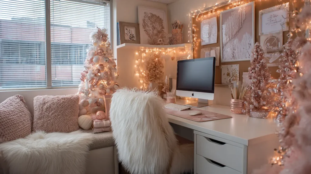 Aesthetic and Cozy Christmas Cubicle Decorations for Young Women