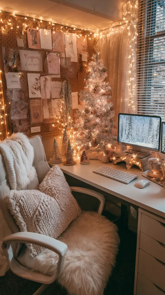 Aesthetic and Cozy Christmas Cubicle Decorations for Young Women
