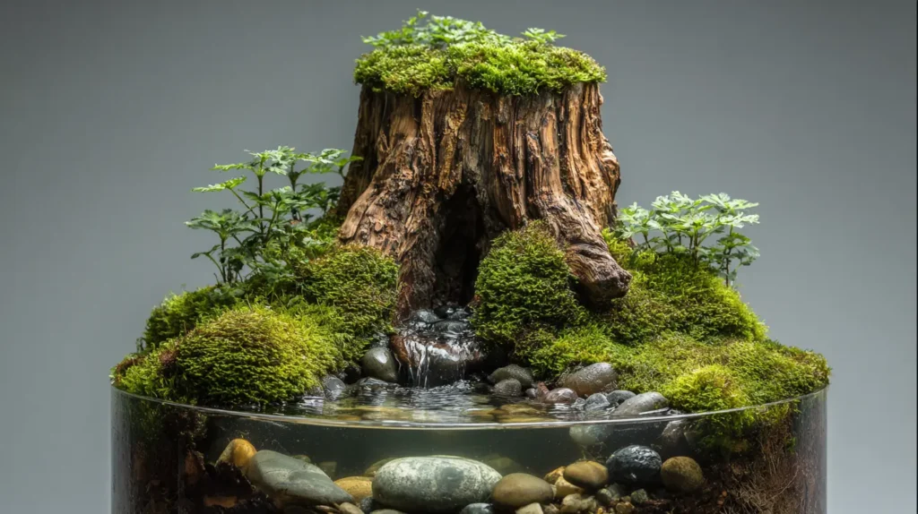 Ancient Tree Stump with Trickling Water
