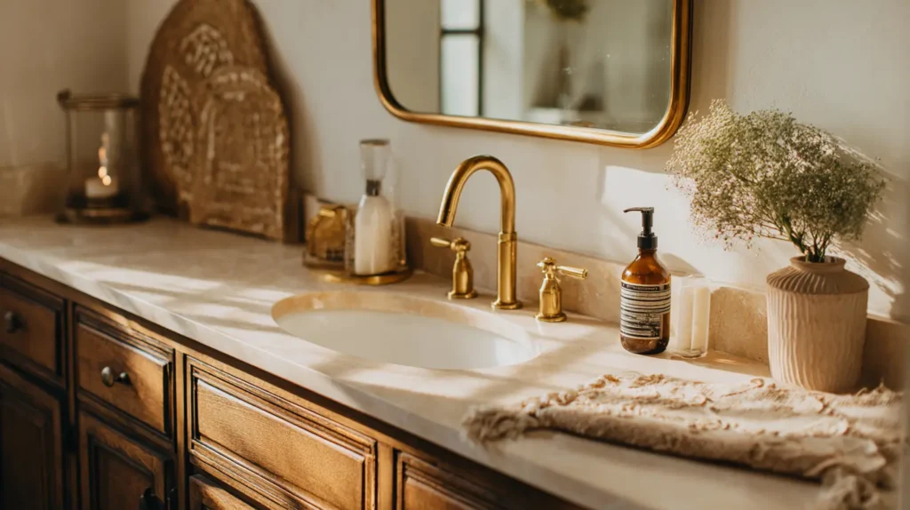 Antique Brass and Brushed Gold Fixtures