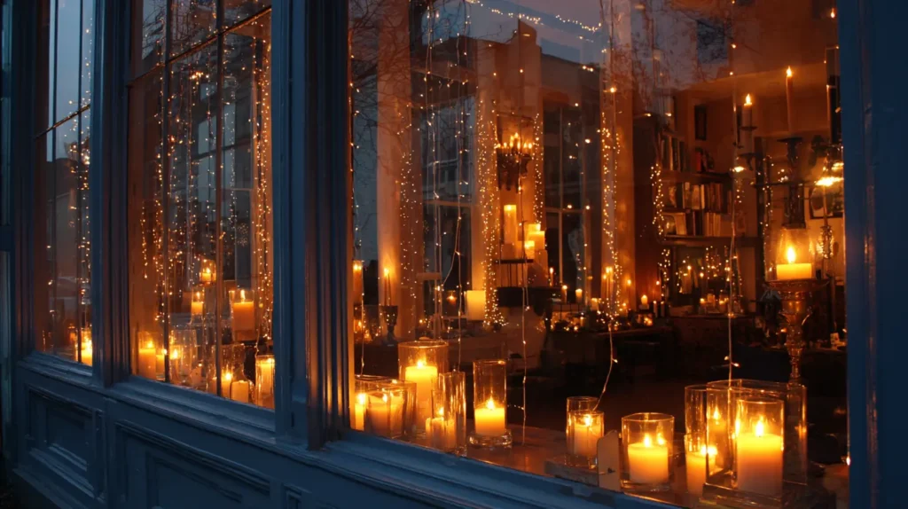 Candlelit Window Displays for Warm Holiday Glow