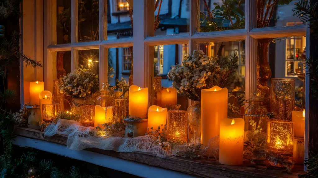 Candlelit Window Displays for Warm Holiday Glow