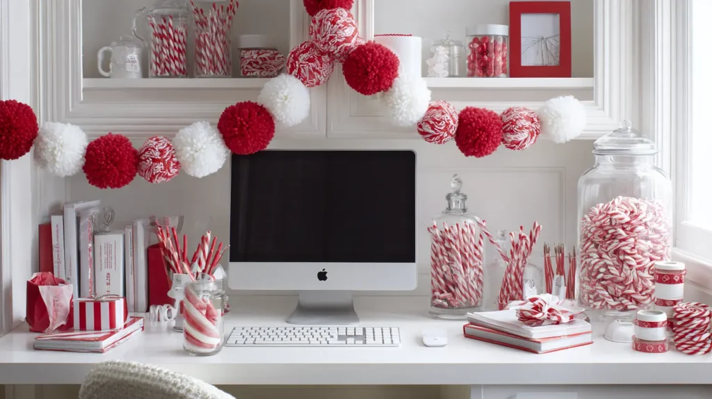 Candy Cane or Peppermint Red-and-White Desk Decor Theme
