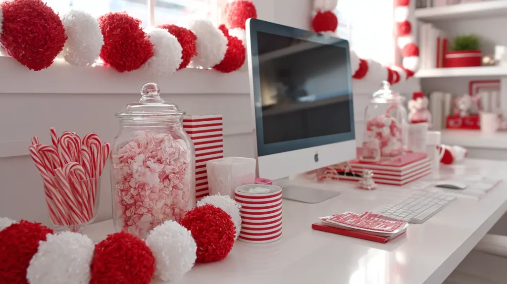 Candy Cane or Peppermint Red-and-White Desk Decor Theme