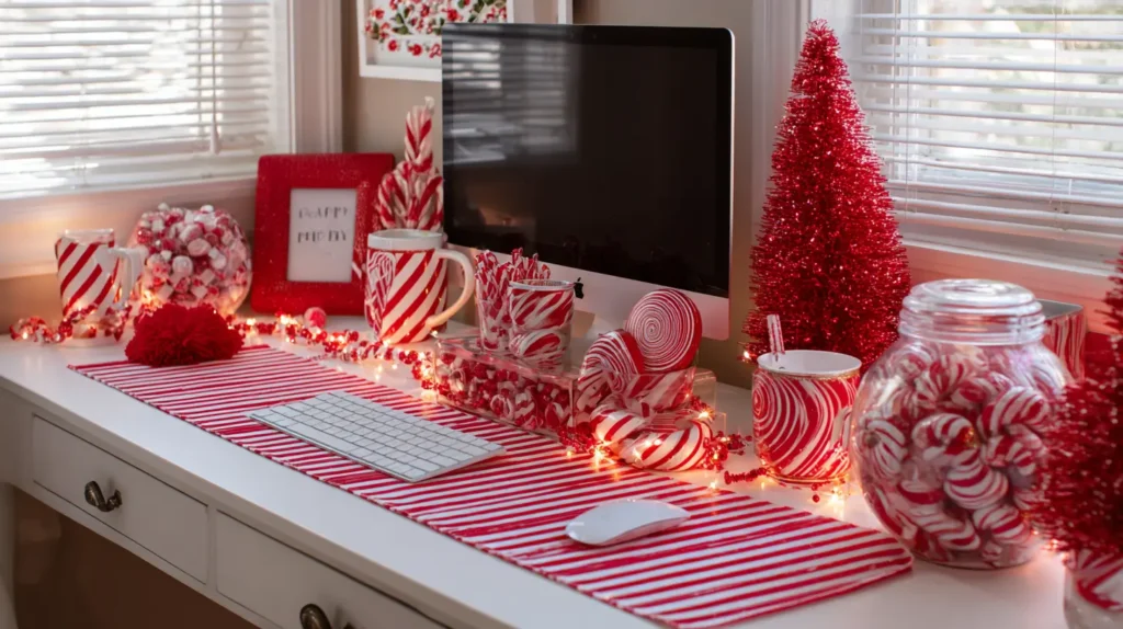 Candy Cane or Peppermint Red-and-White Desk Decor Theme