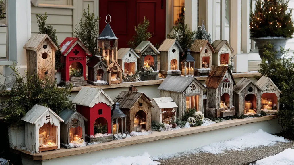 Charming Christmas Village Porch Scene