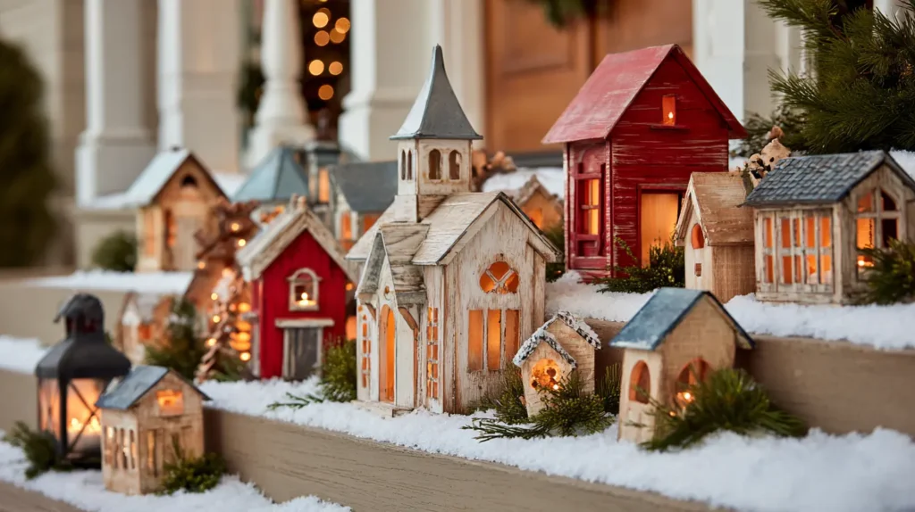 Charming Christmas Village Porch Scene