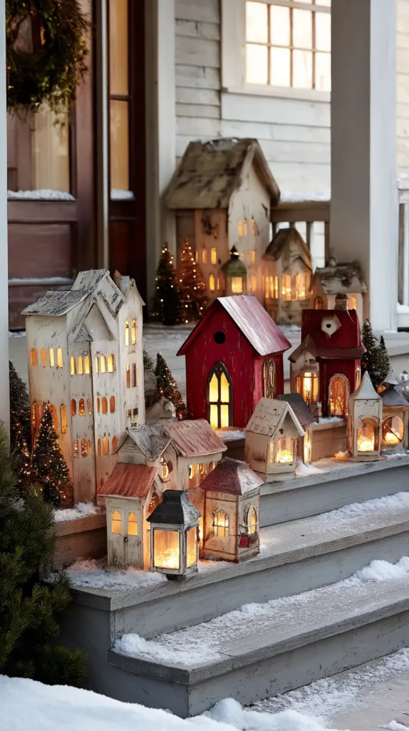 Charming Christmas Village Porch Scene