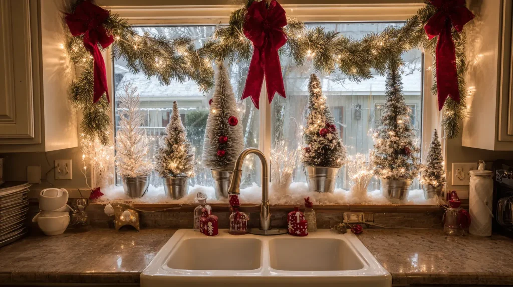 Christmas Window Decorations for Kitchen Sinks