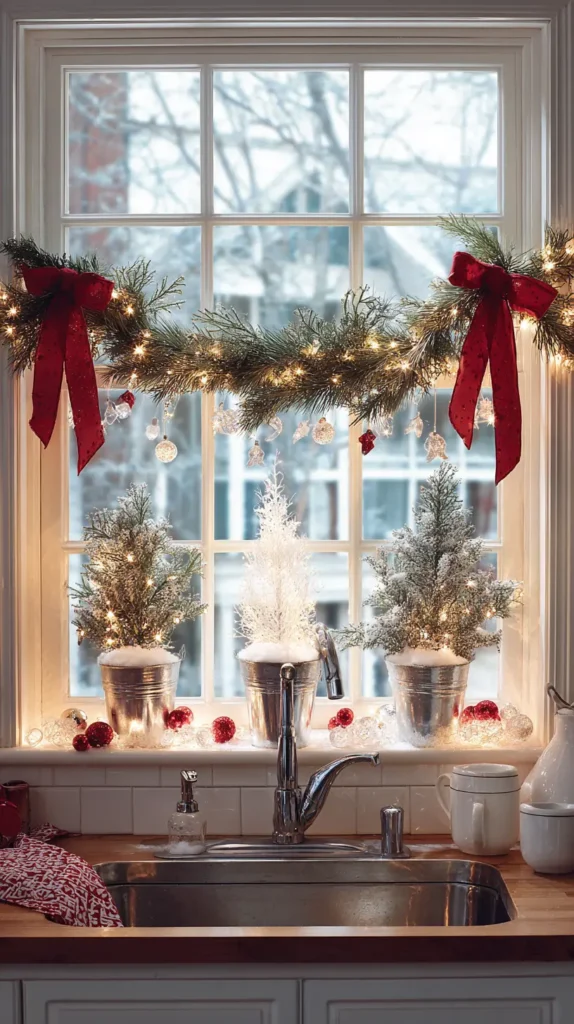 Christmas Window Decorations for Kitchen Sinks