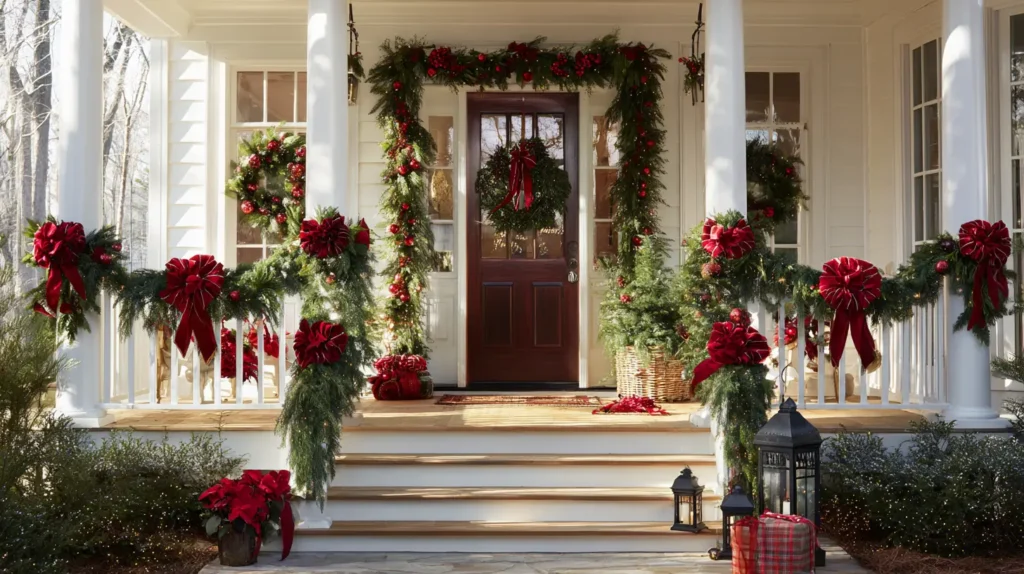 Classic Red and Green Holiday Porch Theme
