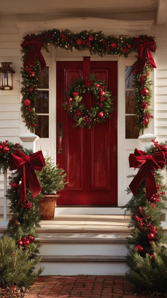 Classic Red and Green Holiday Porch Theme