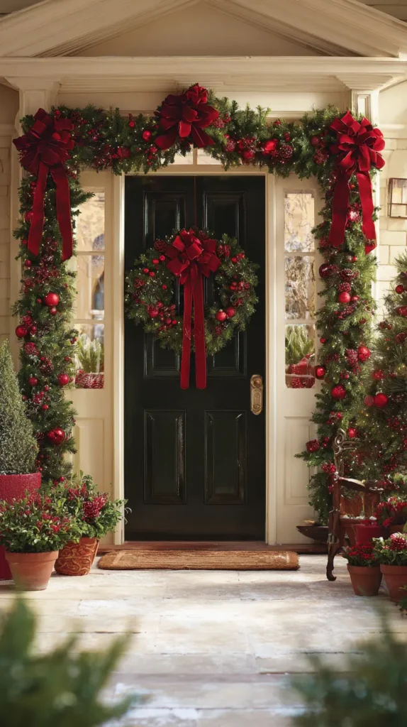 Classic Red and Green Holiday Porch Theme