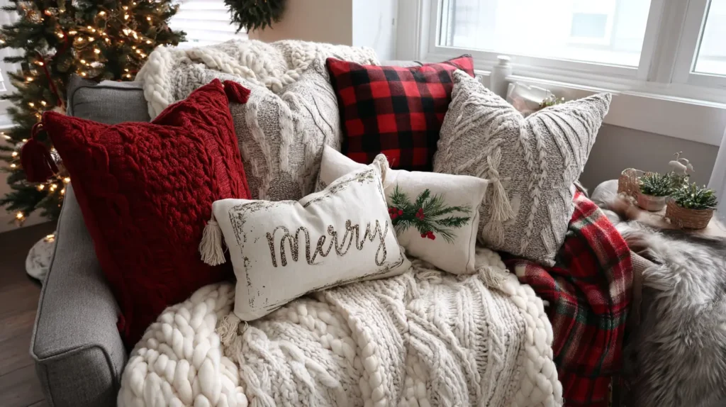 Cozy Christmas Pillow Covers and Textiles