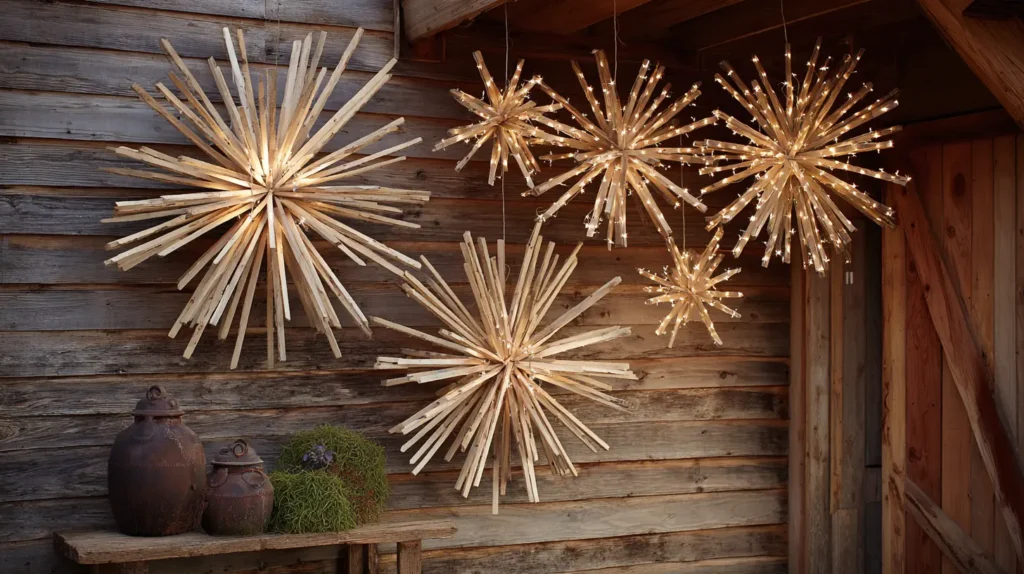 DIY Rustic Wooden Starbursts