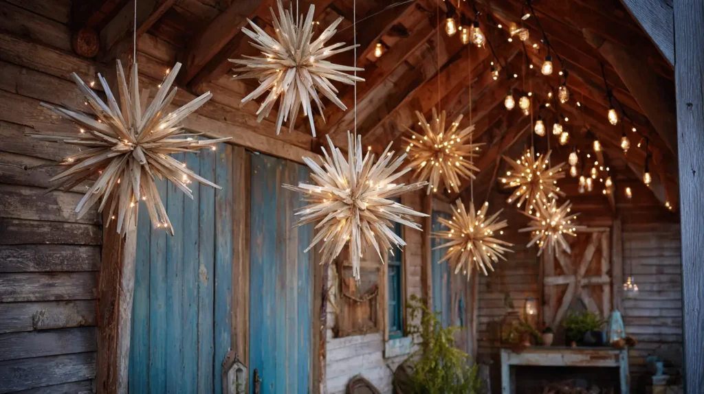 DIY Rustic Wooden Starbursts
