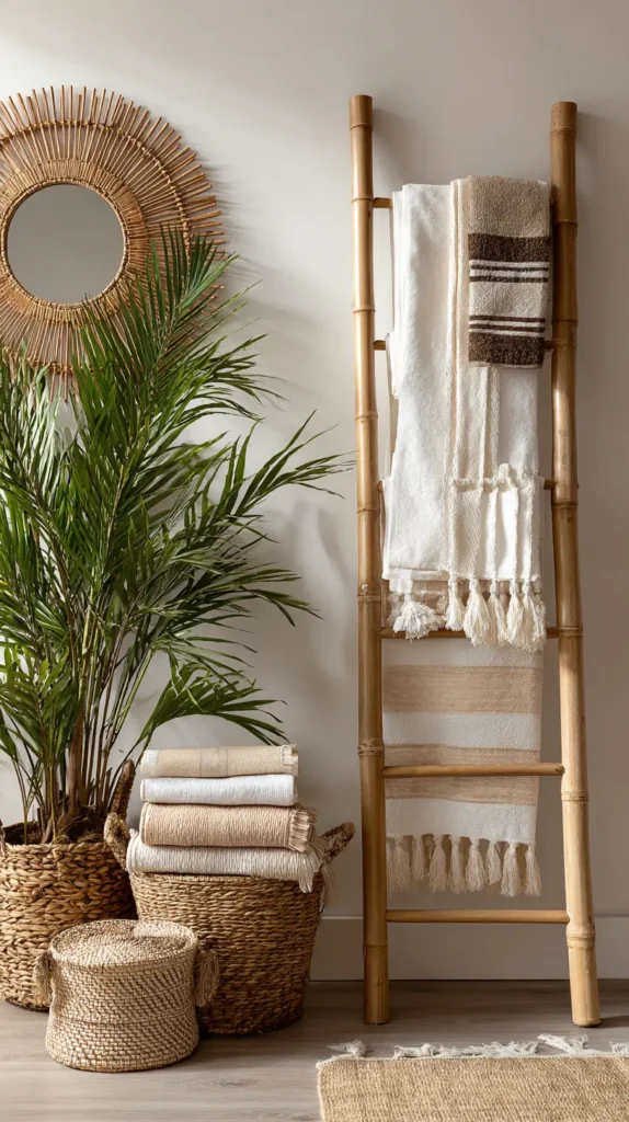 Decorative Bamboo Ladders for Towel Display