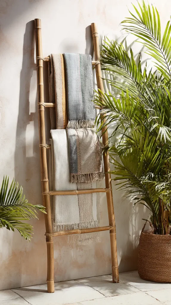 Decorative Bamboo Ladders for Towel Display