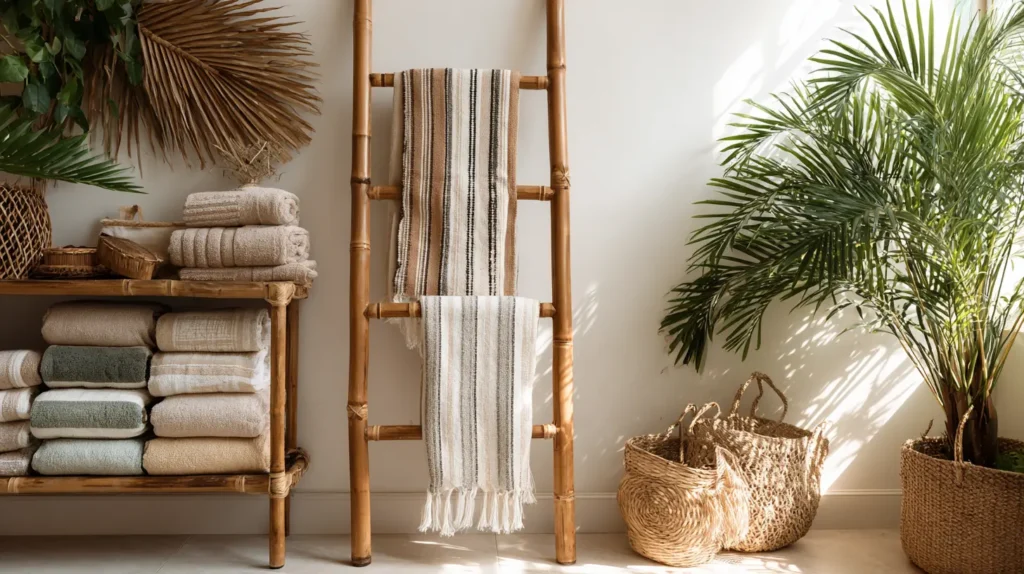 Decorative Bamboo Ladders for Towel Display