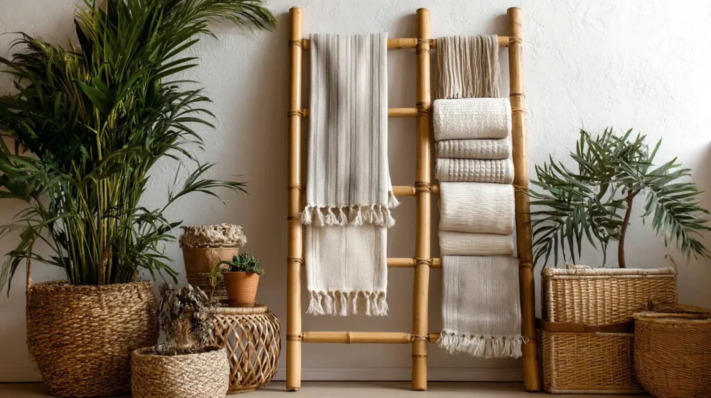 Decorative Bamboo Ladders for Towel Display