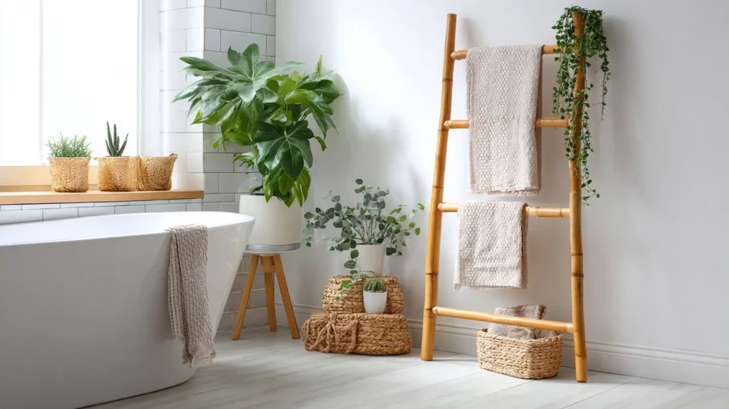 Decorative Bamboo Ladders for Towel Display