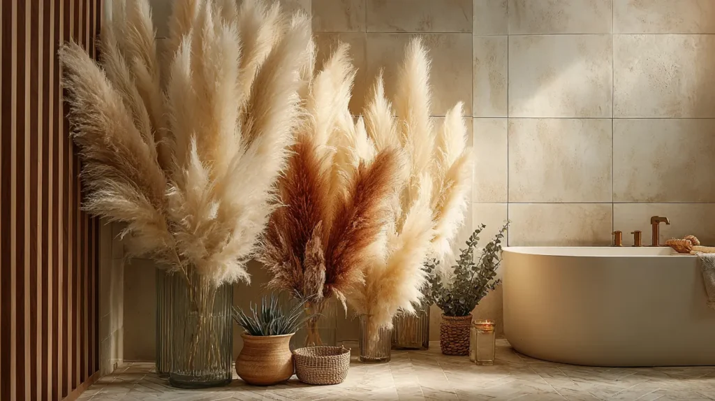 Dried Pampas Grass and Eucalyptus Arrangements