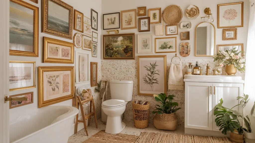 Eclectic Gallery Wall with Thrifted Art