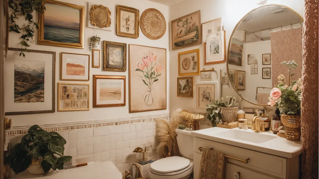 Eclectic Gallery Wall with Thrifted Art