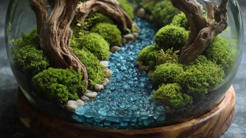 Enchanted Mossy Woodland Terrarium with Gentle Stream