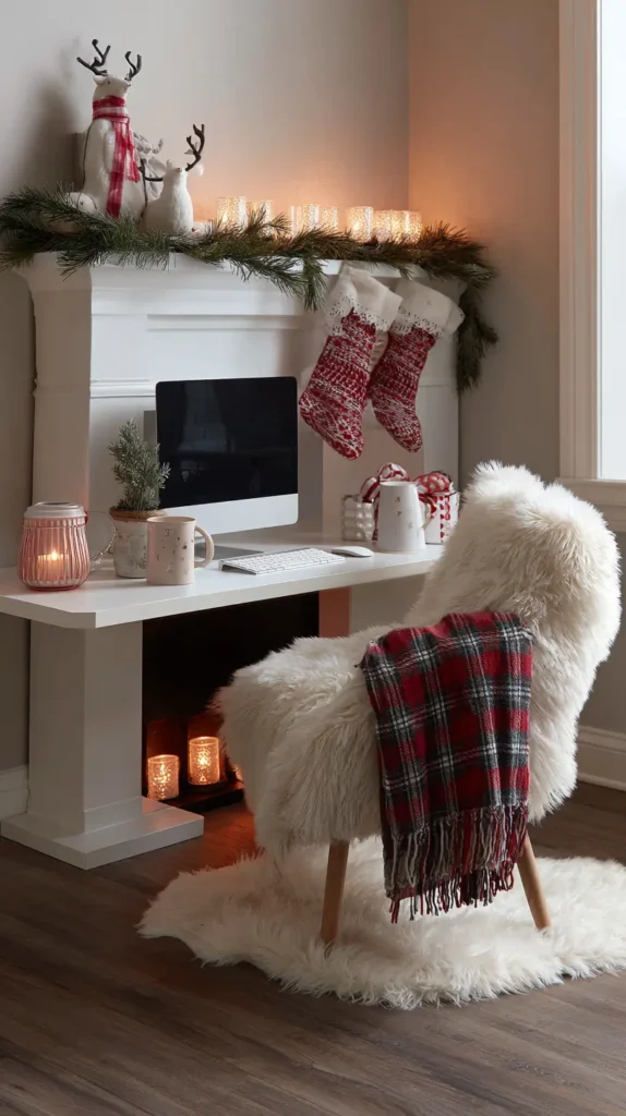Faux Fireplace or Cozy Winter-Themed Desk Accents