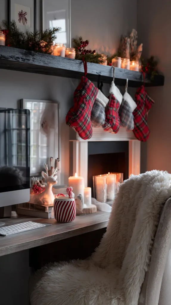 Faux Fireplace or Cozy Winter-Themed Desk Accents