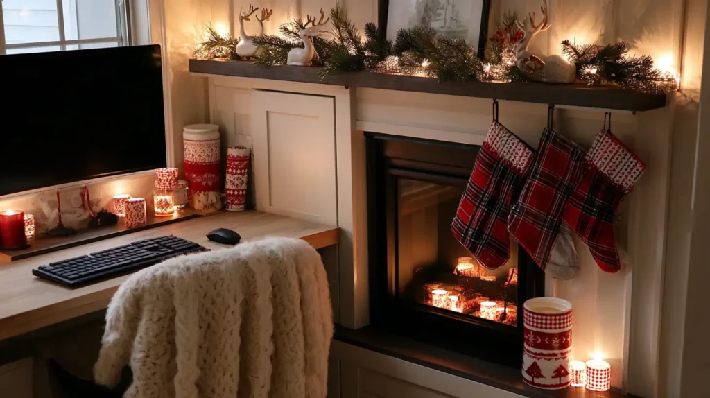 Faux Fireplace or Cozy Winter-Themed Desk Accents