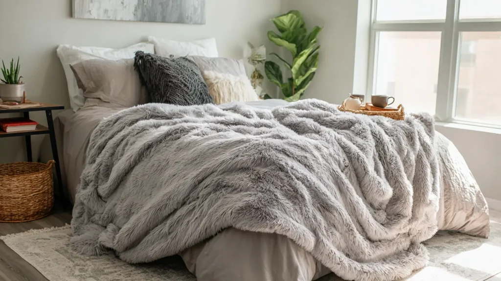 Faux Fur Throw Blanket Drape