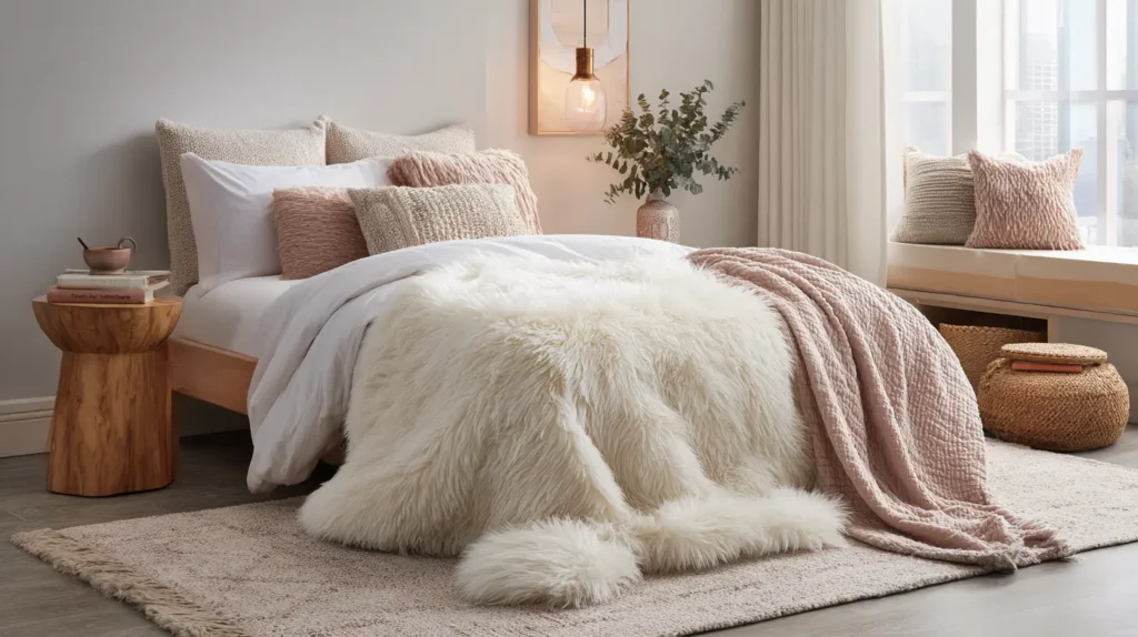 Faux Fur Throw Blanket Drape