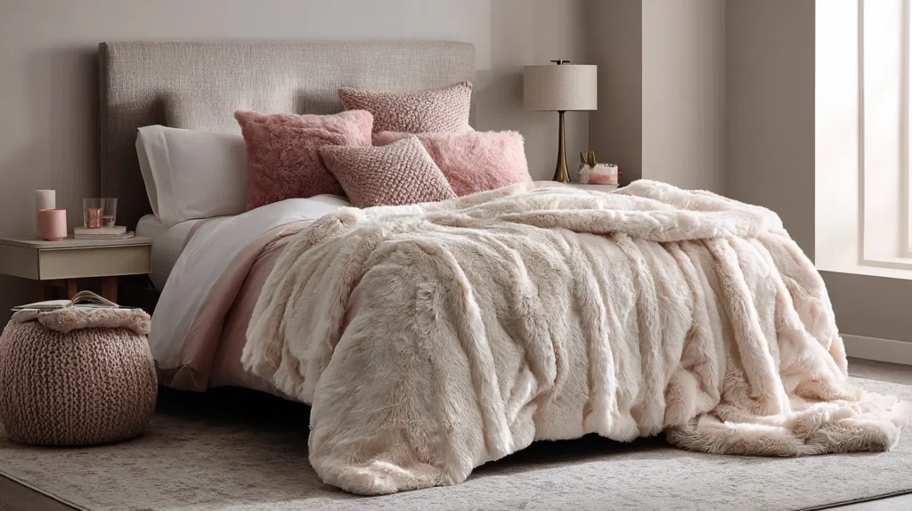 Faux Fur Throw Blanket Drape