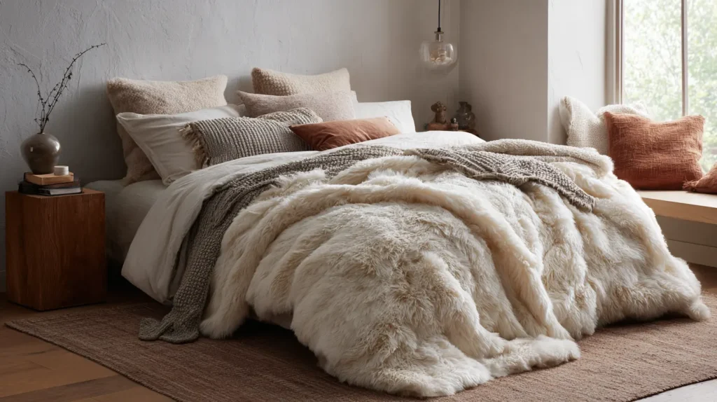 Faux Fur Throw Blanket Drape