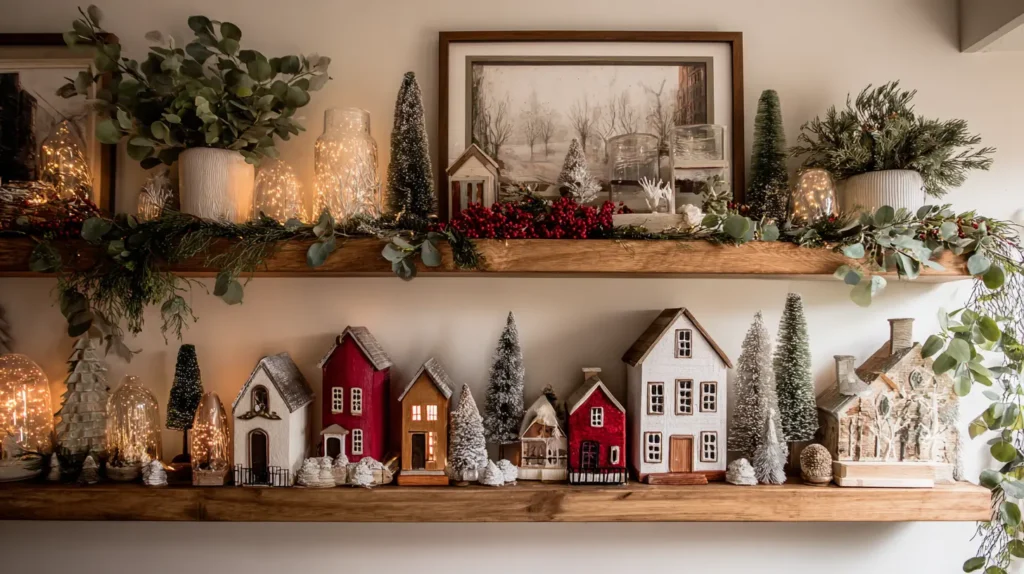 Floating Shelves Styled for the Holidays