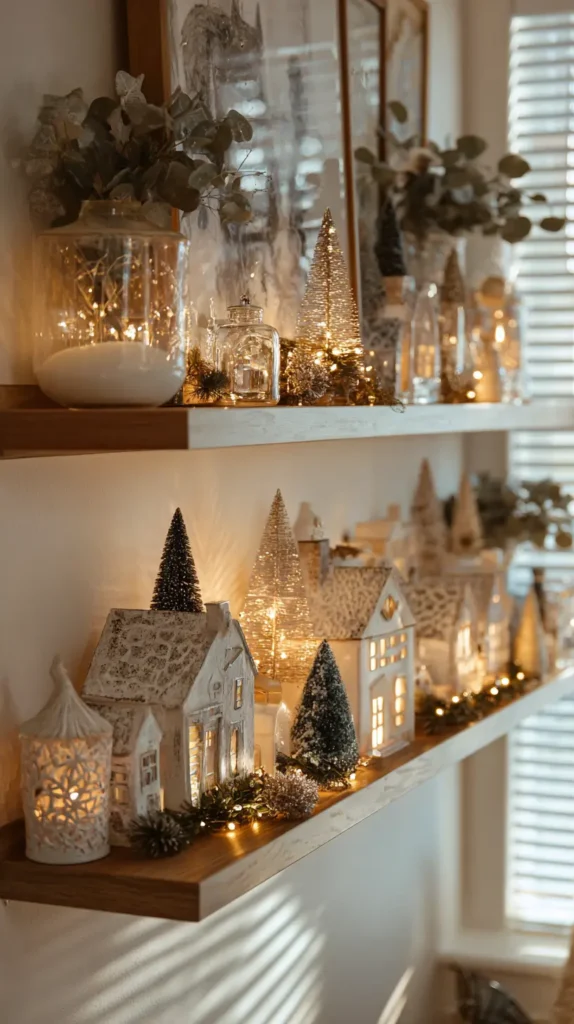 Floating Shelves Styled for the Holidays