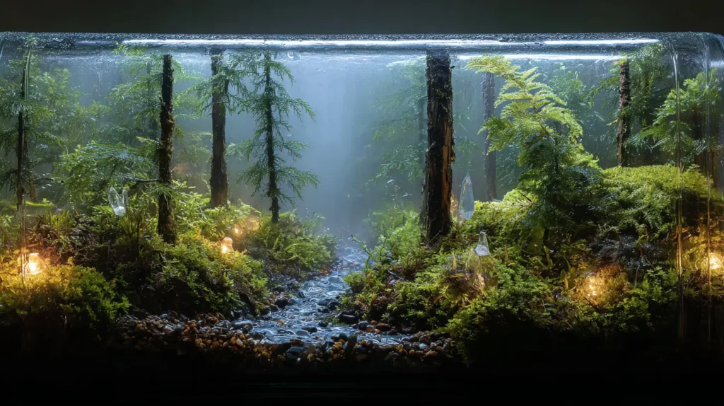 Foggy Morning Forest with LED Stream Decor