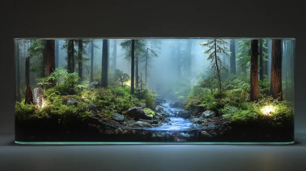 Foggy Morning Forest with LED Stream Decor