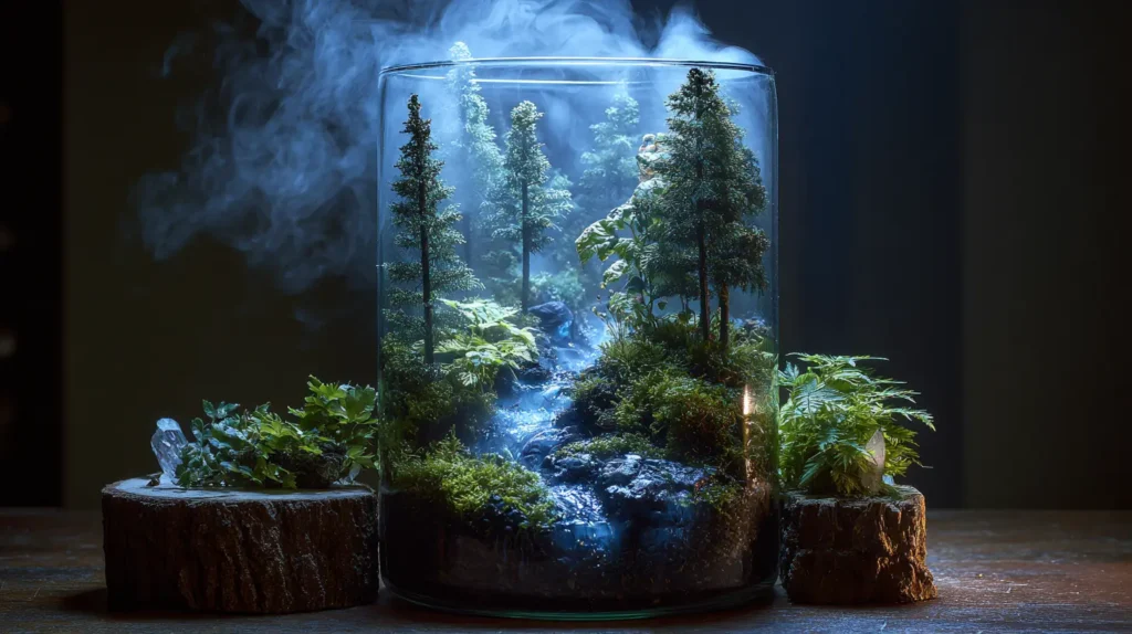 Foggy Morning Forest with LED Stream Decor