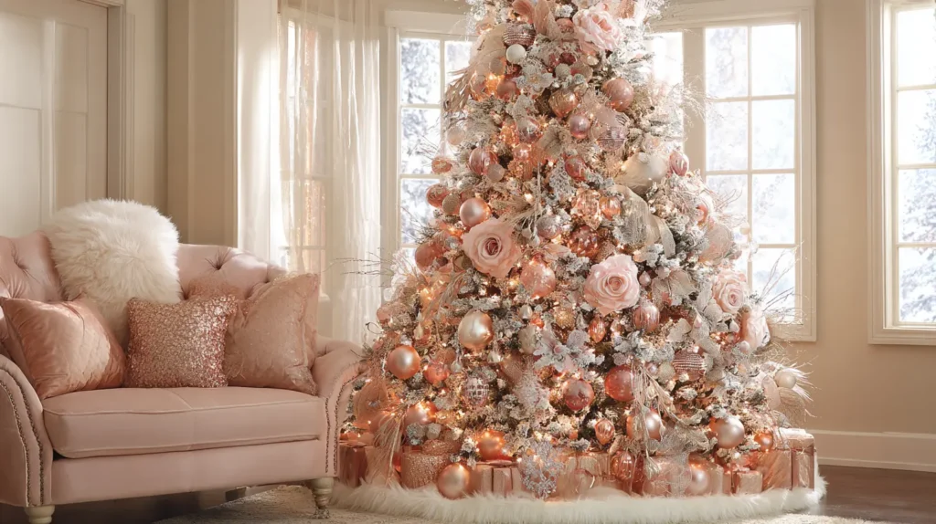 Glamorous Rose Gold, Champagne, and Blush Pink Tree