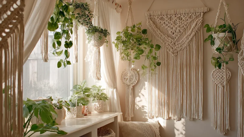 Handmade Macrame Plant Hangers and Wall Art