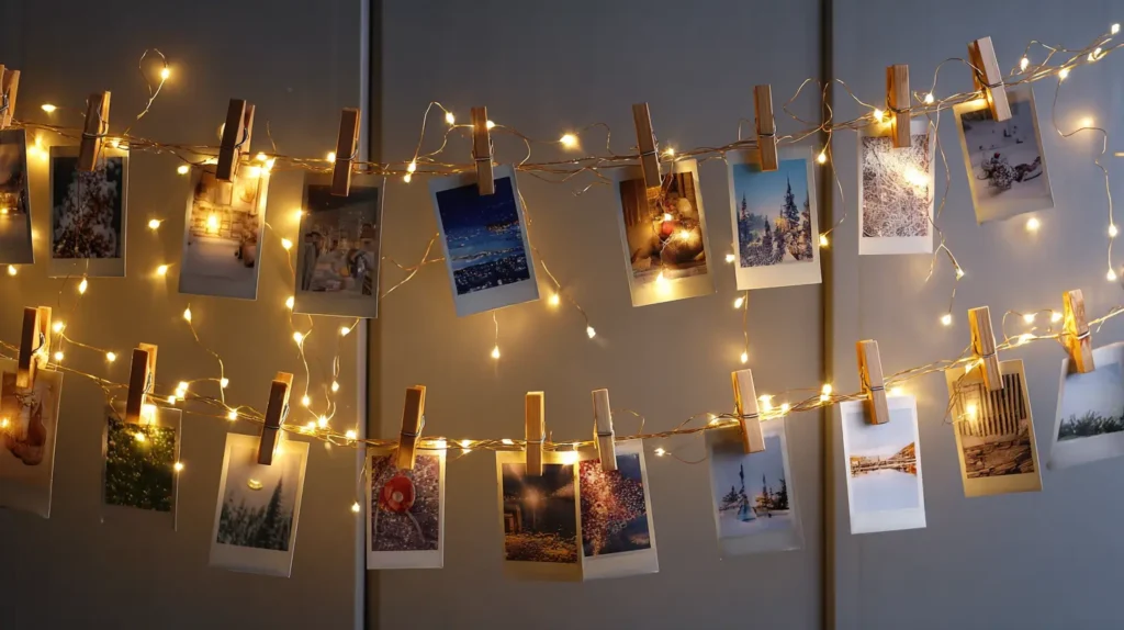 LED Fairy Lights and Clip-On Photo Strings for Soft Office Ambience