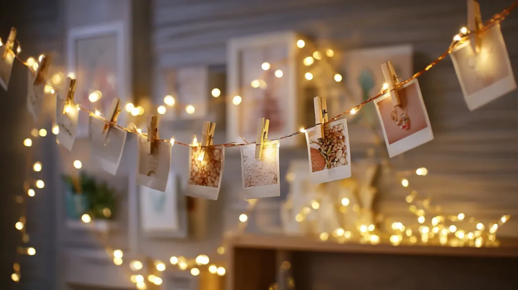 LED Fairy Lights and Clip-On Photo Strings for Soft Office Ambience